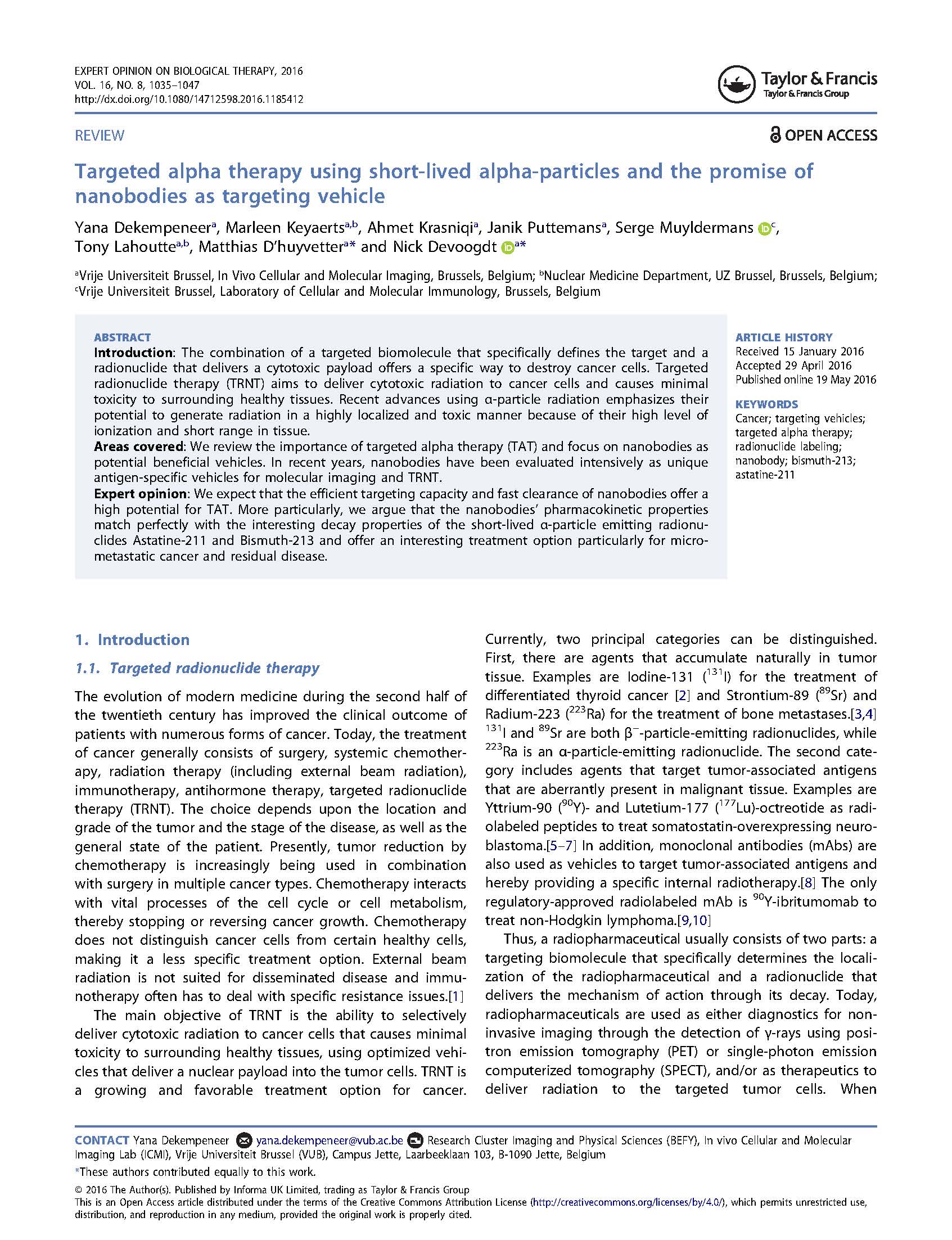 Targeted alpha therapy using short-lived alpha-particles and the ...