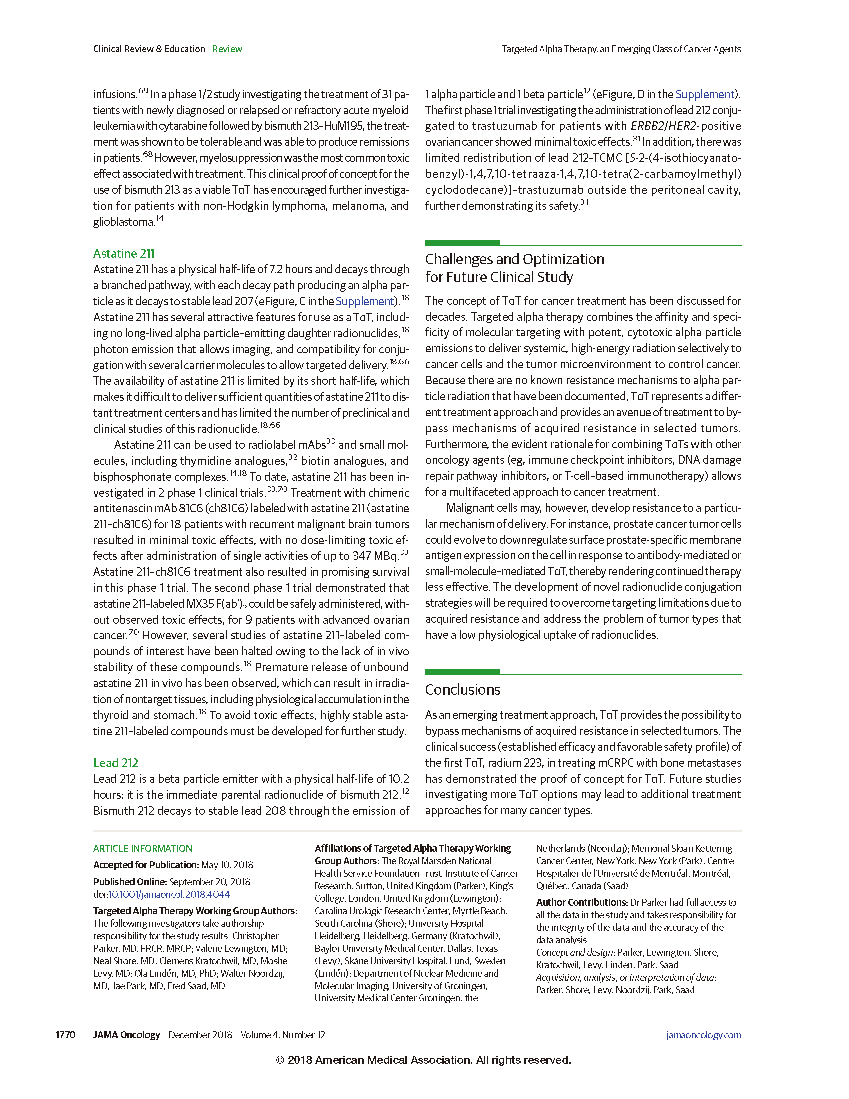 Targeted Alpha Therapy, an Emerging Class of Cancer Agents A Review - 核 ...